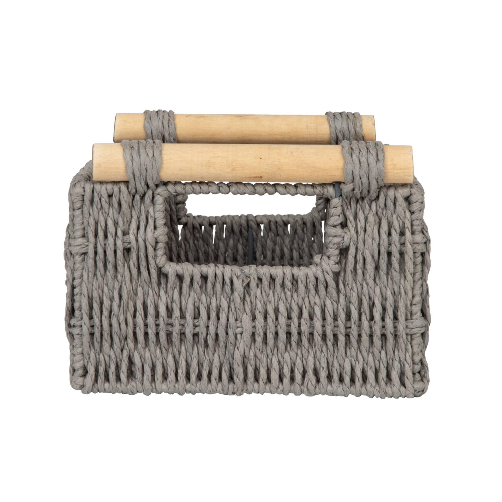 Household Essentials Paper Rope with Wooden Handles Basket Set